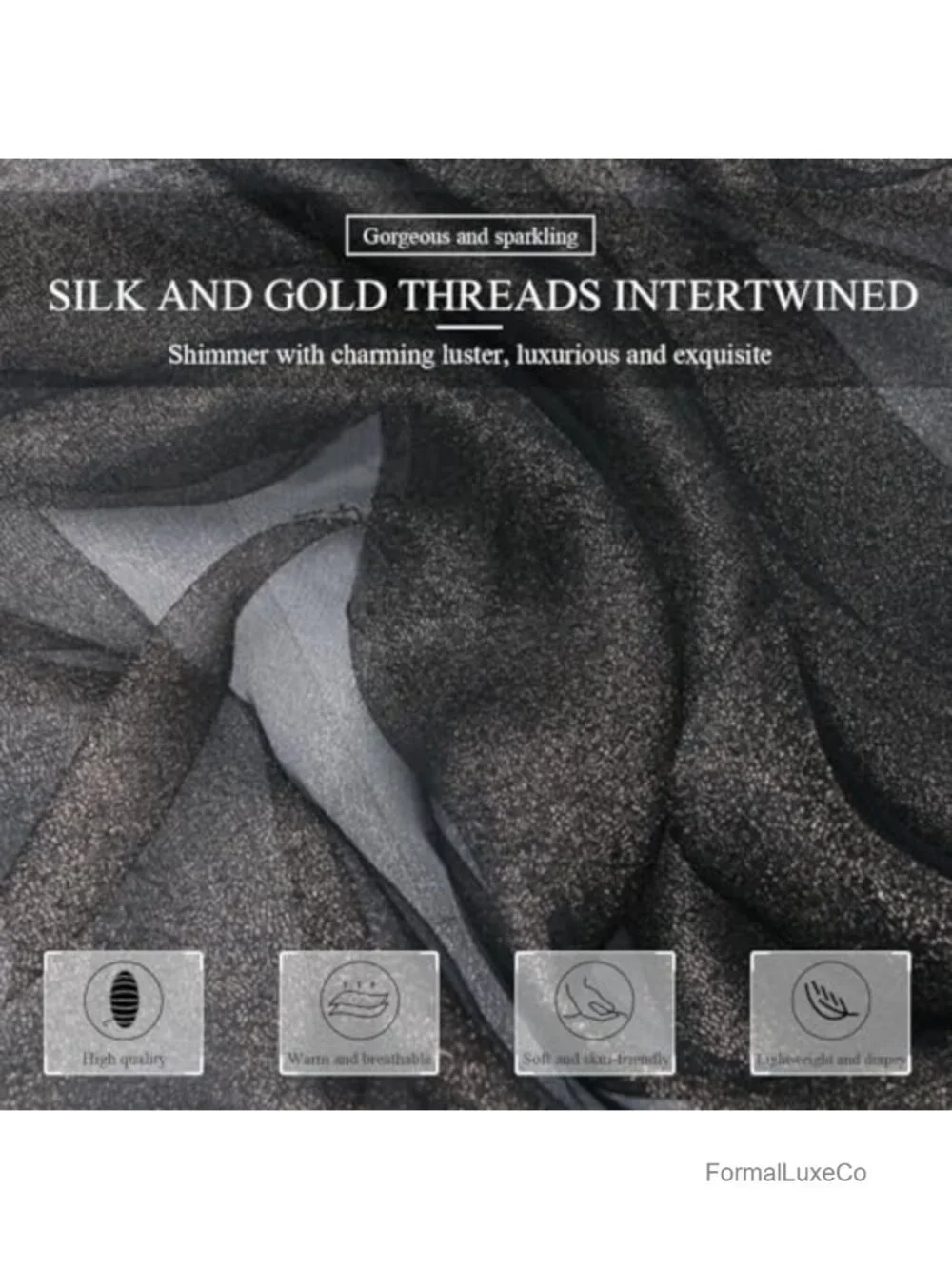 Organza Silk Scarf Women Sheer Shawl Wrap Lightweight Stole Evening Party
